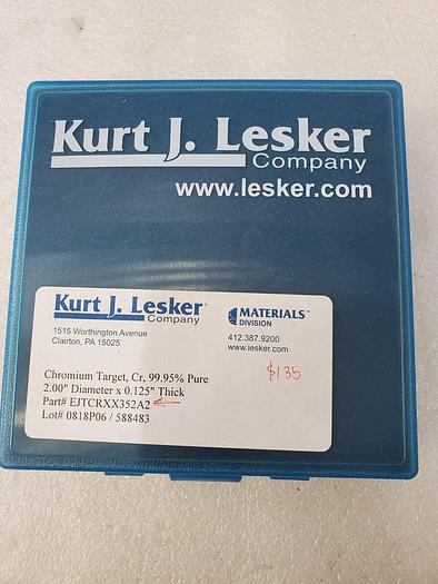 KURT J. LESKER COMPANY CHROMIUM TARGET CR 99.95%