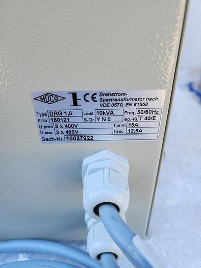 Used MUCO POWER SUPPLY MODEL: DRG 1,6. COMES WITH MENNEKES CABLE CONNECTORS