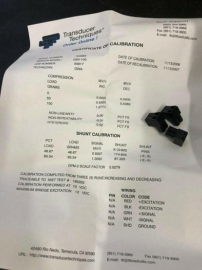 Used TRANSDUCER TECHNIQUES GS0-100