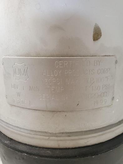 Used ALLOY PRODUCTS 130 PSI MF CD-26 CHEM STORAGE TANK DEVELOPER