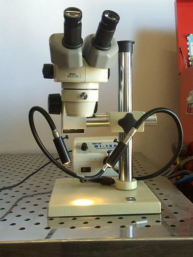 Used Nikon SMZ645 Microscope w/ Dolan Jenner "MI -150" Fiber Optic Illuminator & MORE