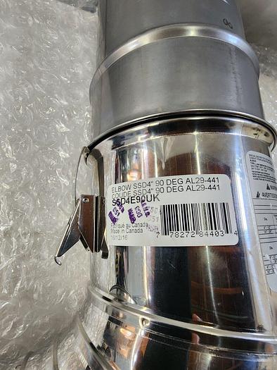 Used DOUBLE WALL STAINLESS STEEL ELBOW SSD4'' 90 DEG