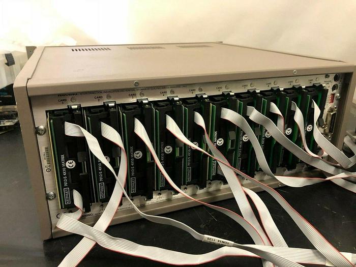Used KEITHLEY 7002 SWITCH SYSTEM WITH 10 KEITHLEY 7012-2 4X10 MATRIX CARDS