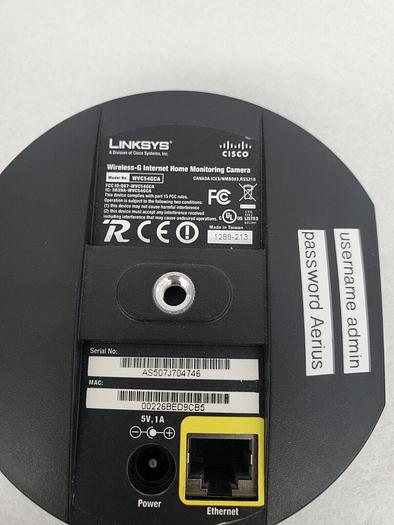 Used LINKSYS WIRELESS MONITORING CAMERA WVC54GCA