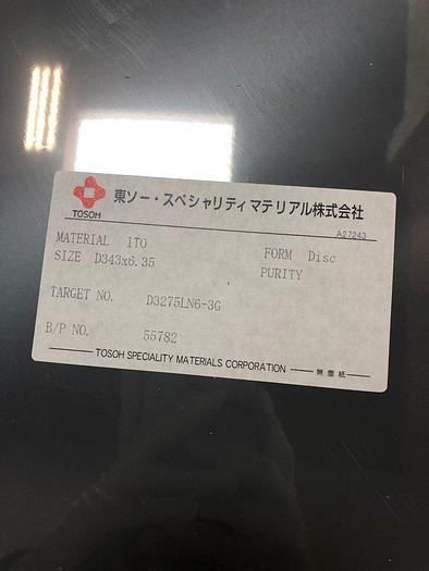 TOSOH  MATERIAL ITO , D343x6.35 , no.D3275LN6-3G