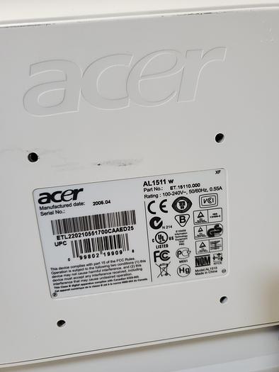 Used ACER ET.15110.000 AL1511 LCD MONITOR