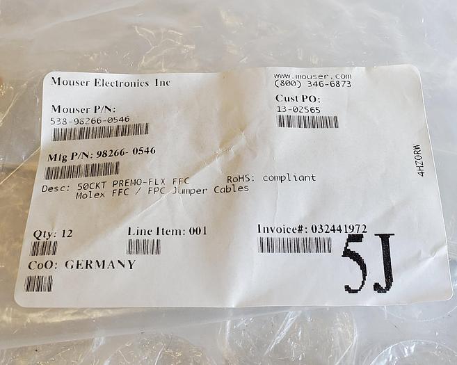 MOLEX 98266-0546 PREMO-FLX FFC, FPC JUMPER CABLES