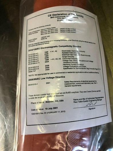 MKS (LAM RESEARCH) HEATER JACKET 4620-1017 HTR2.0 , STR17.0 , BP3