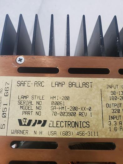 Used WPI ELECTRONICS SAFE-ARC LAMP BALLAST HMI-200 SA-HMI-200-XX-0