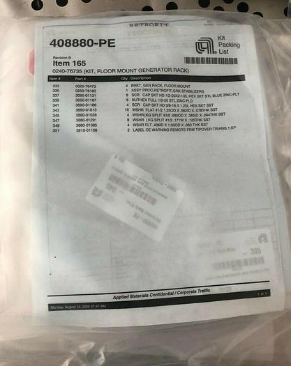AMAT 0240-76735 KIT FLOOR MOUNT GENERATOR RACK