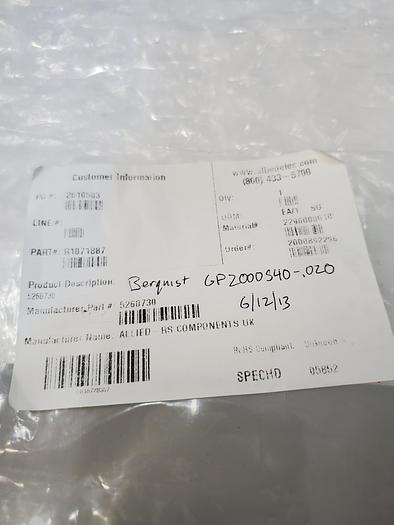 Used BERGQUIST GP2000S40-0.20 SILICON SHEET