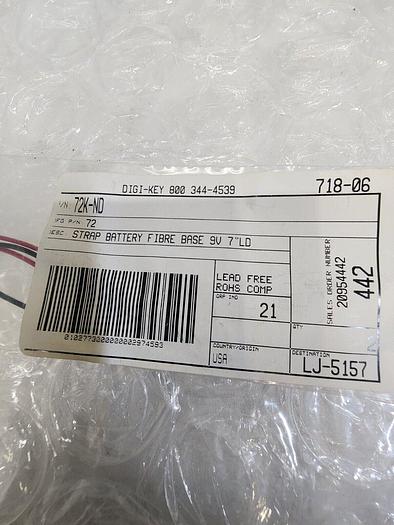 Used 72K-ND STRAP BATTERY FIBRE BASE 9V 7" LD