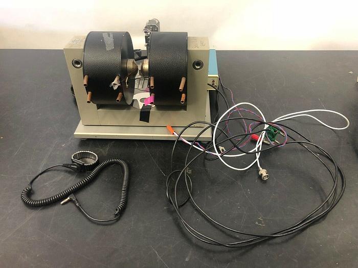Used LAKE SHORE Electromagnets on stand with 2.5''thick x5.5'' dia  WITH 110 CURRENT
