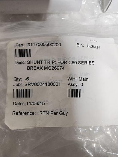 Used SQUARE D SCHNEIDER ELECTRIC SHUNT TRIP MG26974 9117000500200