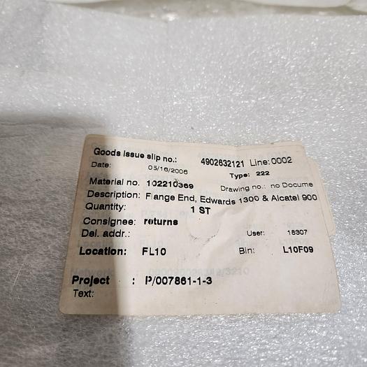 Used FLANGE END EDWARDS 1300 & ALCATEL