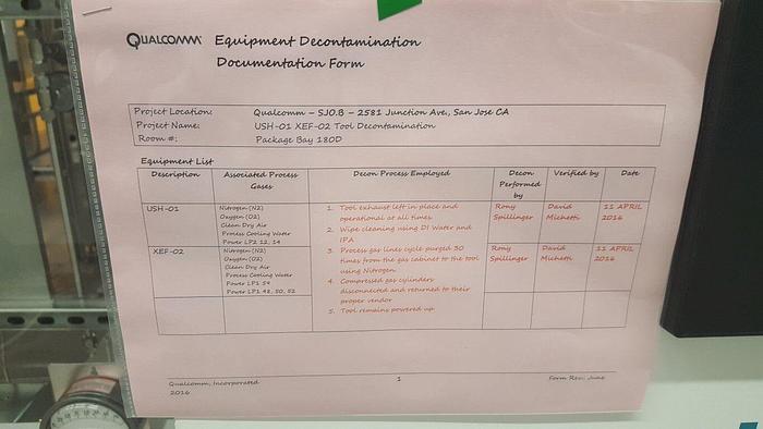 Used Ushio UVFLS-172-VP-QC