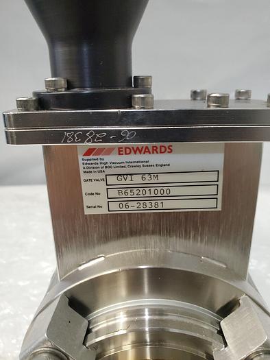 Used EDWARDS GVI 63M GATE VALVE WITH STAINLESS STEEL ADAPTER