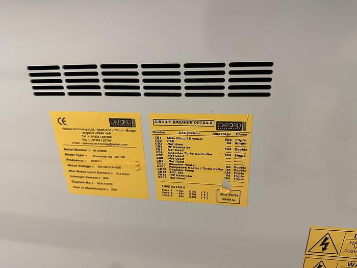 Used OXFORD INSTRUMENTS PLASMALAB 100-ICP 180