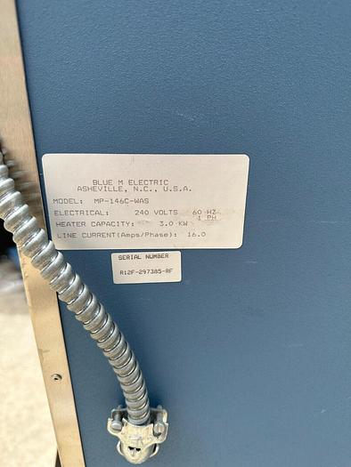 Used BLUE M ELECTRIC OVEN MP-146C-WAS CHAMER SIZE: 14"W x 14"H x 14"D