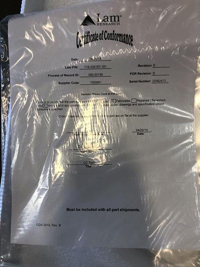 Used LAM RESEARCH  716-330167-161 CLAMP RING