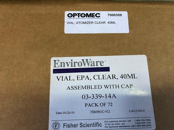 ENVIROWARE VIAL, EPA, CLEAR, 40ML ASSEMBLED WITH CAP 03-339-1