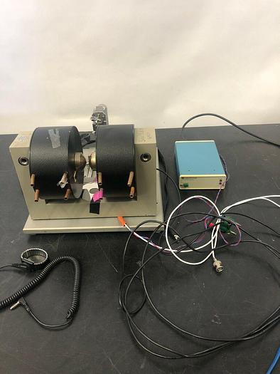 Used LAKE SHORE Electromagnets on stand with 2.5''thick x5.5'' dia  WITH 110 CURRENT