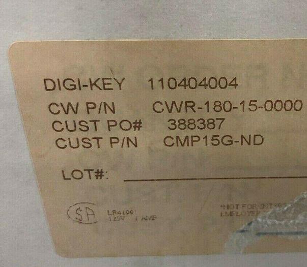 Used DIGI-KEY CWR-180-15-0000 QTY 9