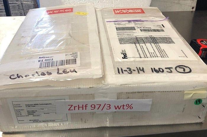 Used VEM Target ZrHf (97-3 wt%) 99.500% , dia 13.505 x .250''