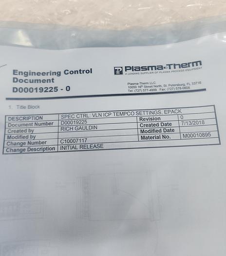 Used VERSALINE PLASMATHERM