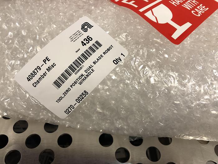 Used APPLIED MATERIALS 408879-PE ZERO POSITION, DUAL BLADE ROBOT WITH HANDLE