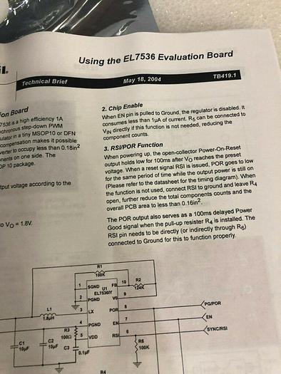 Used INTERSIL EL7536EVAL1 REV. A0