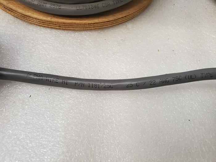 Used ALPHA 1181-25C AWM TYPE CM AWM 2576 WIRE CABLE GRAY