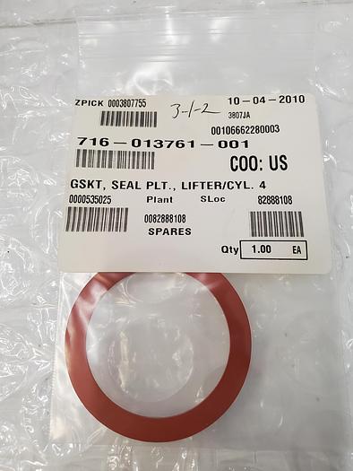Used 716-013761-001 GSKT, SEAL PLT., LIFTER-CYL. 4