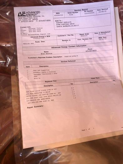 Used ADVANCED ENERGY MDX-10K 3152012-003