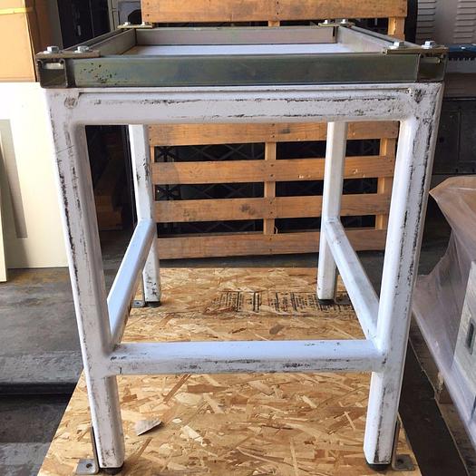 Used Heavy duty steel frame work tables with adjustable feet.