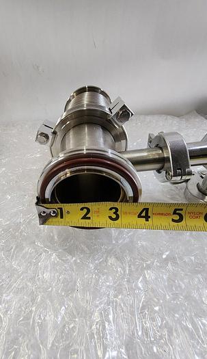 Used MDC KAV-100 PNEUMATIC ANGLE VALVE with EDWARDS HIGH VACUUM ADAPTER PIPES