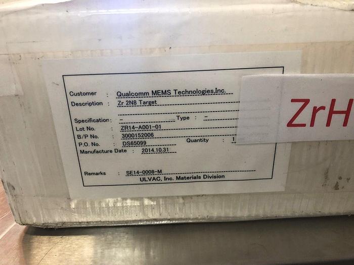 Used VEM Target ZrHf (97-3 wt%) 99.500% , dia 13.505 x .250''