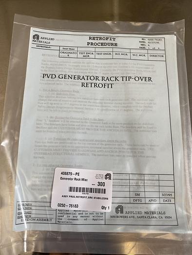 Used APPLIED MATERIALS 0240-76735 KIT. 0020-74673 BKT GEN RACK