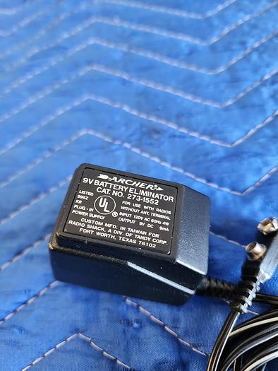 Used ARCHER 273-1552 9V BATTERY ELIMINATOR
