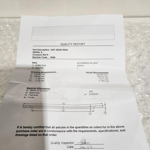 Used OEM GROUP HOT EDGE RING 