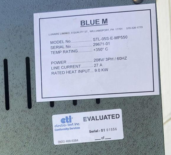 Used BLUE M OVEN STL-05S-E-MP550
