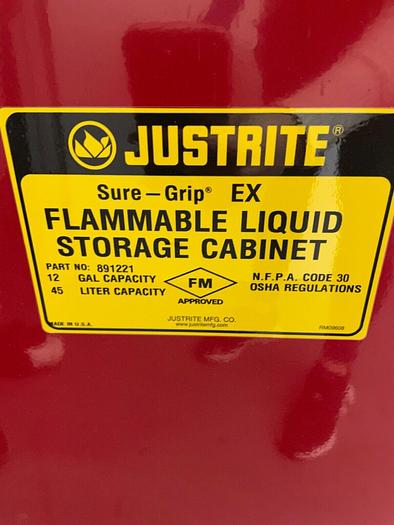 Used Justrite Flammable liquid storage cabinet