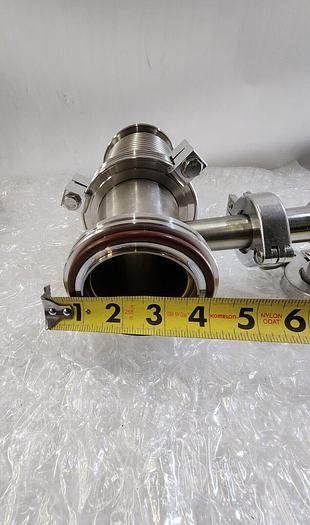 Used MDC KAV-100 PNEUMATIC ANGLE VALVE with EDWARDS HIGH VACUUM ADAPTER PIPES
