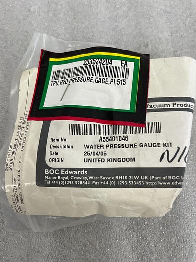 BOC EDWARDS A55401046 WATER PRESSURE GAUGE KIT