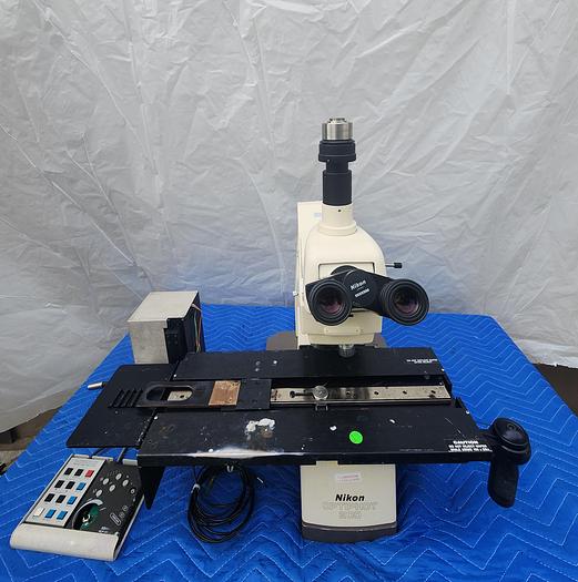 Used NIKON OPTIPHOT 200 Wafer Inspection Scope with Trinocular ergonomic Head with Nikon objective 5x, 10x  CF Plan, Nikon 50x, and Nikon 100x CF Plan