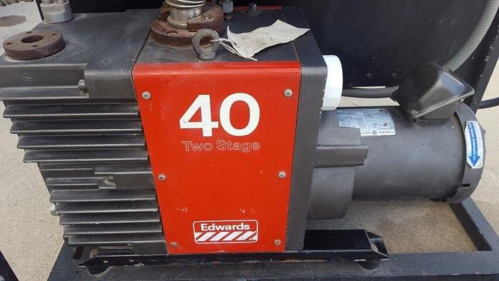 Used EDWARDS 40 TWO STAGE ROTARY VACUUM PUMP , GEC alpak motor 090SD