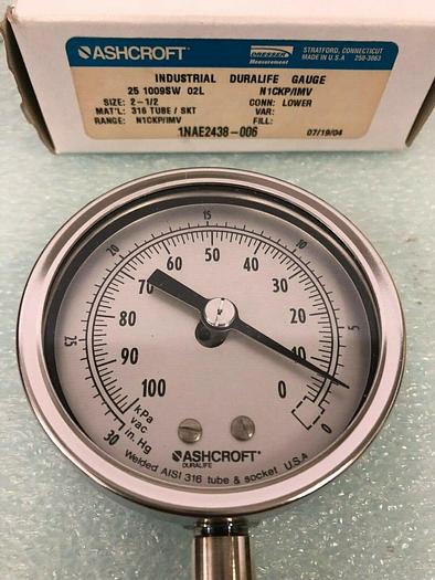 Used ASHCROFT INDUSTRIAL DURALIFE GAUGE 25 1009SW 02L