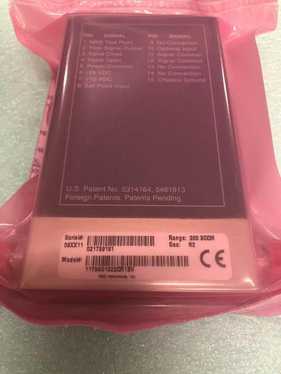 MKS 1179A01322CR1BV 200 SCCM GAS N2 MASS FLO