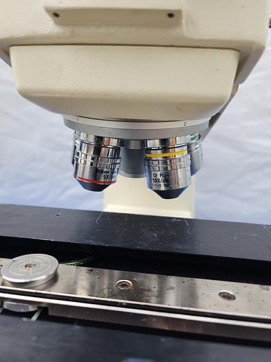 Used NIKON OPTIPHOT 200 Wafer Inspection Scope with Trinocular ergonomic Head with Nikon objective 5x, 10x  CF Plan, Nikon 50x, and Nikon 100x CF Plan