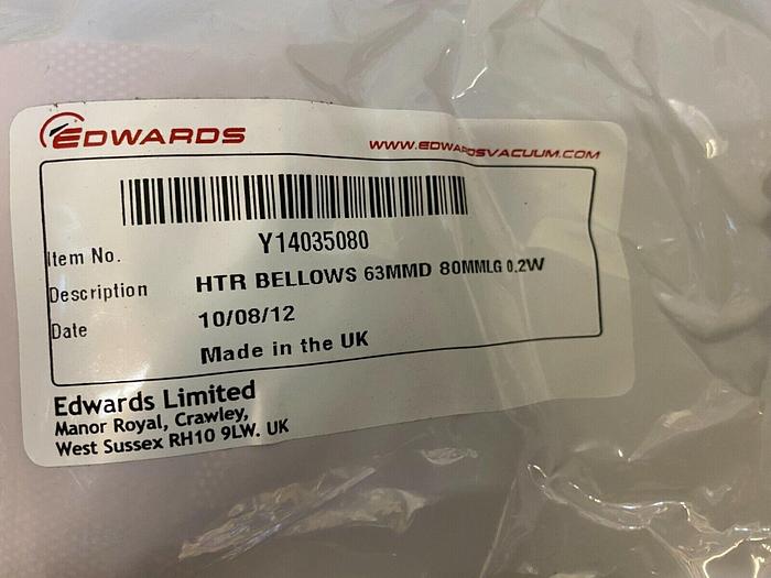 EDWARDS Y14035080 HTR BELLOWS 63MMD 80MMLG .2W